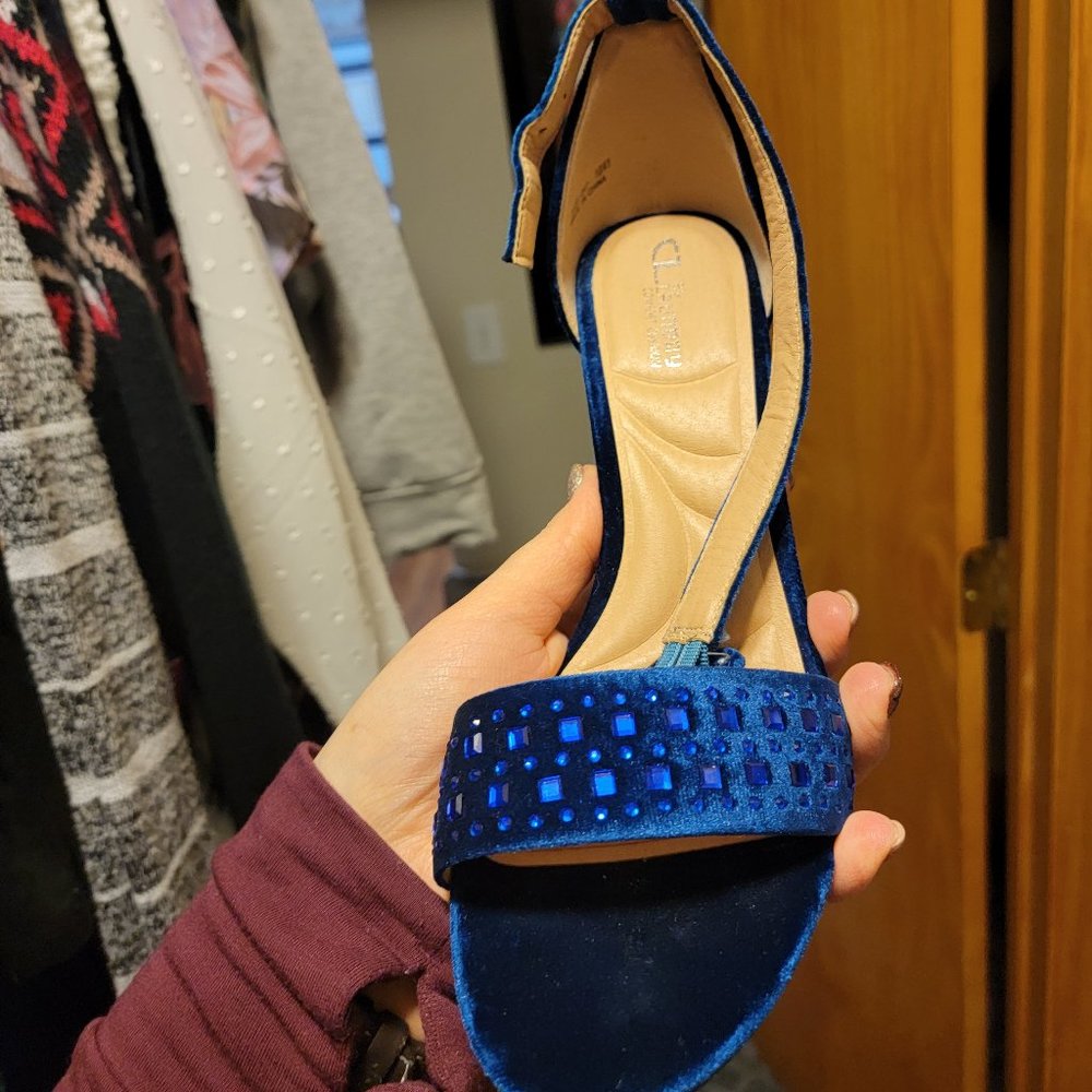 Blue Velevet Heels